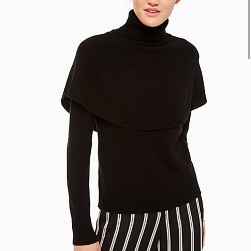 Kate Spade Madison Ave Wool Black Cape Turtleneck - Picture 10 of 10